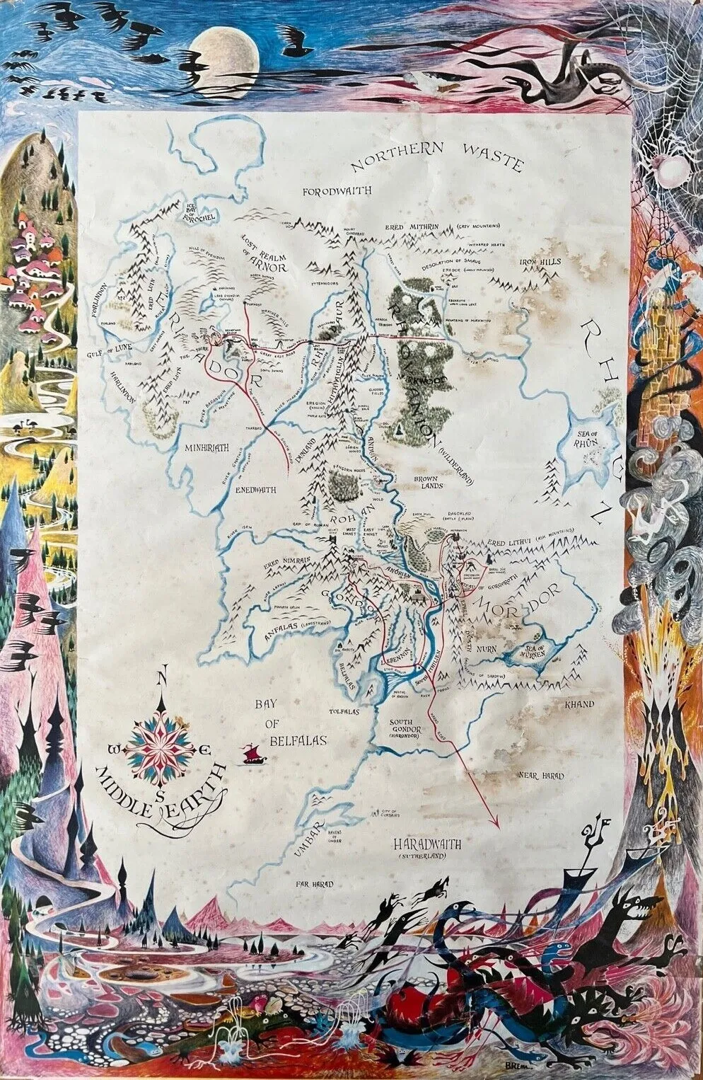 J.R.R. Tolkien, 1965 Ballantine Map Poster, Art by Remmington