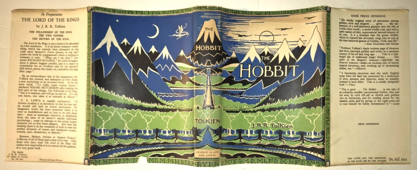 JRR Tolkien, The Hobbit, 1954, 6th Overall Printing, view 3