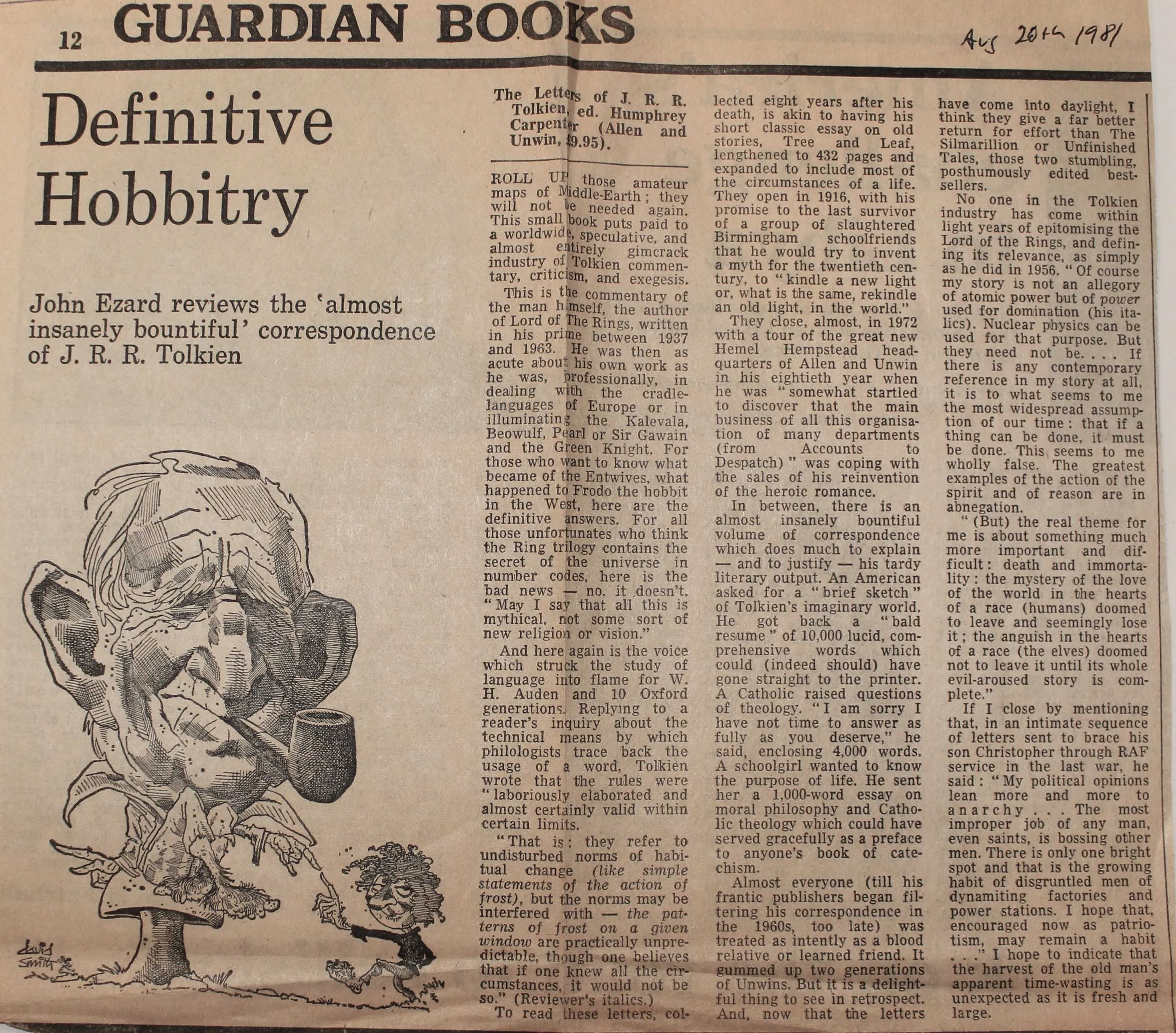 The Letters of J.R.R. Tolkien, first edition, among rare Tolkien titles